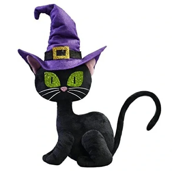 CRCZK Halloween Black Cat Plush Decor Handmade Swedish Tomte Nordic Cat Gnome - Picture 1 of 6